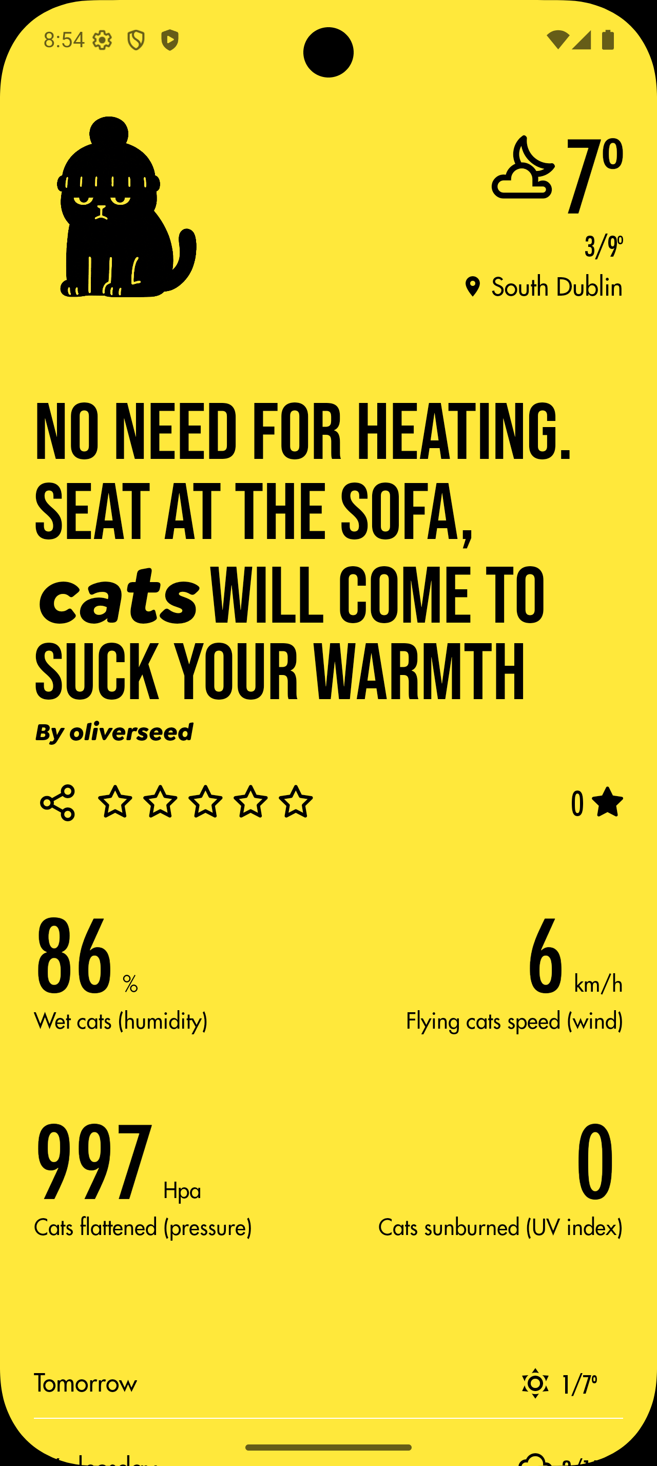 Raining Cats App Screenshot